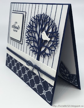 Linda Vich Creates: Birthday In Blue With Thoughtful Branches. Whisper White and Night of Navy combine in this card that showcases both the Floral Boutique DSP and the Thoughtful Branches Bundle.