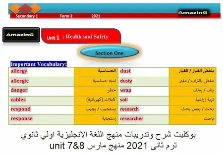 مذكرة انجليزى اولى ثانوى ترم ثانى 2021