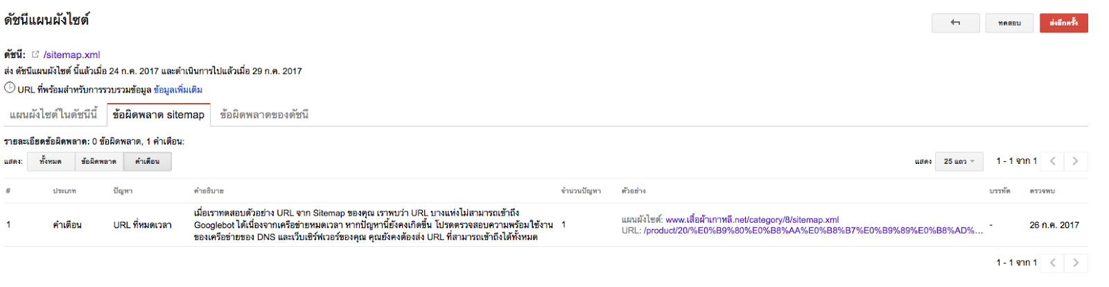 re sitemap หาย google ฟอร มผล ตภ ณฑ