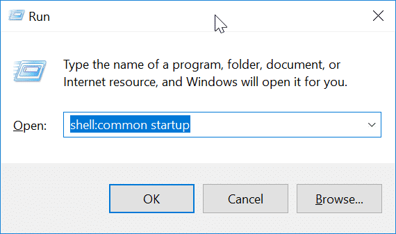 Open de algemene opstartmap in Windows 10 met de opdracht Uitvoeren