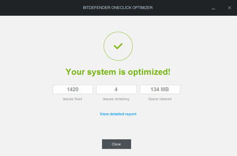 Bitdefender, OneClick Optimizer, ล้างข้อมูล, ไฟล์ชั่วคราว, คุกกี้, ประวัติการเข้าชม