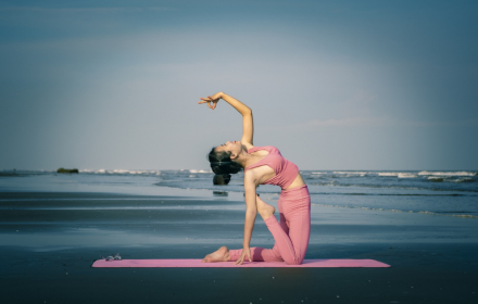 Practice yoga on the beach small promo image