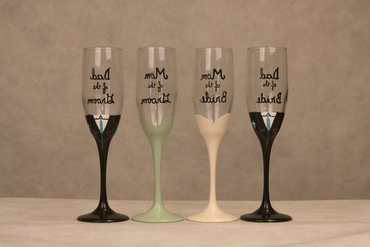 4 Champagne Flutes Mother and