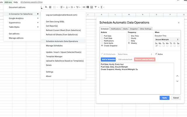 Screenshot of G-Connector for Salesforce