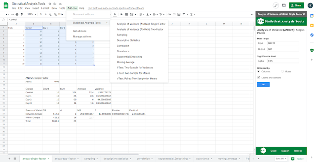 Screenshot of Statistical Analysis Tools