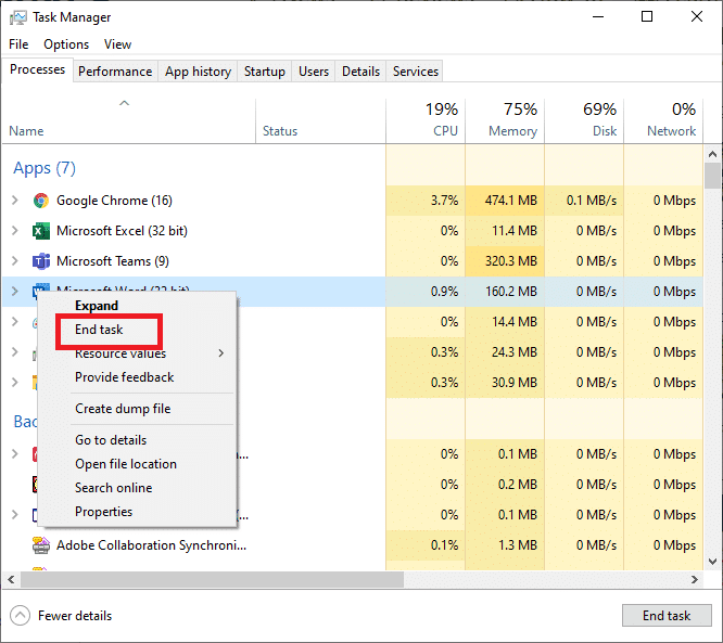 Klik met de rechtermuisknop op een LOL-proces, zoals LeagueClient.exe, in Taakbeheer en selecteer Taak beëindigen.