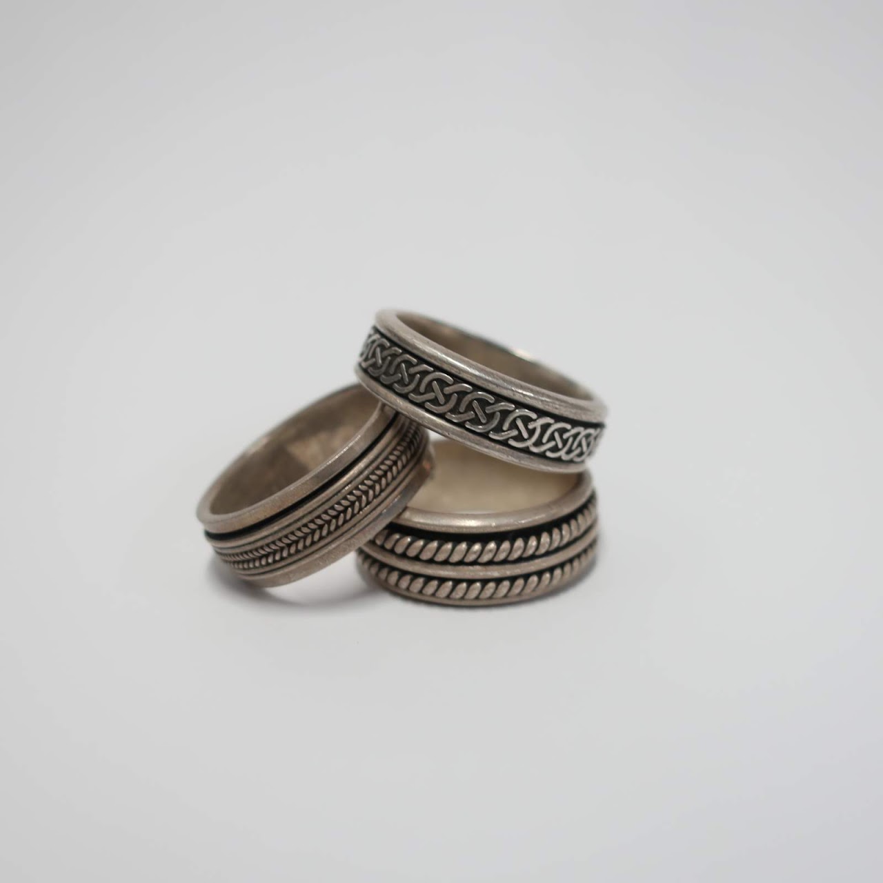 Sterling Silver Spinning Band Ring Trio