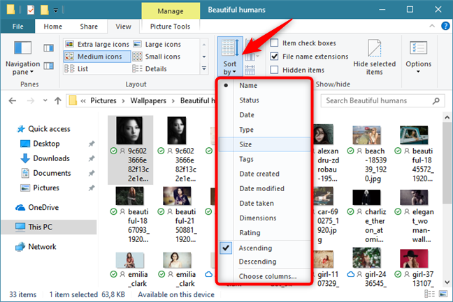 Sắp xếp tệp trong File Explorer