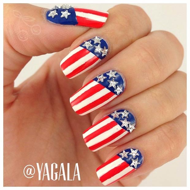 American Fourth of July Nail Art Design for Spring - Fashionre