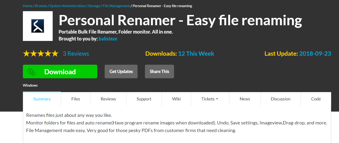 Renamer personnel |  meilleur logiciel gratuit de renommage de fichiers pour windows