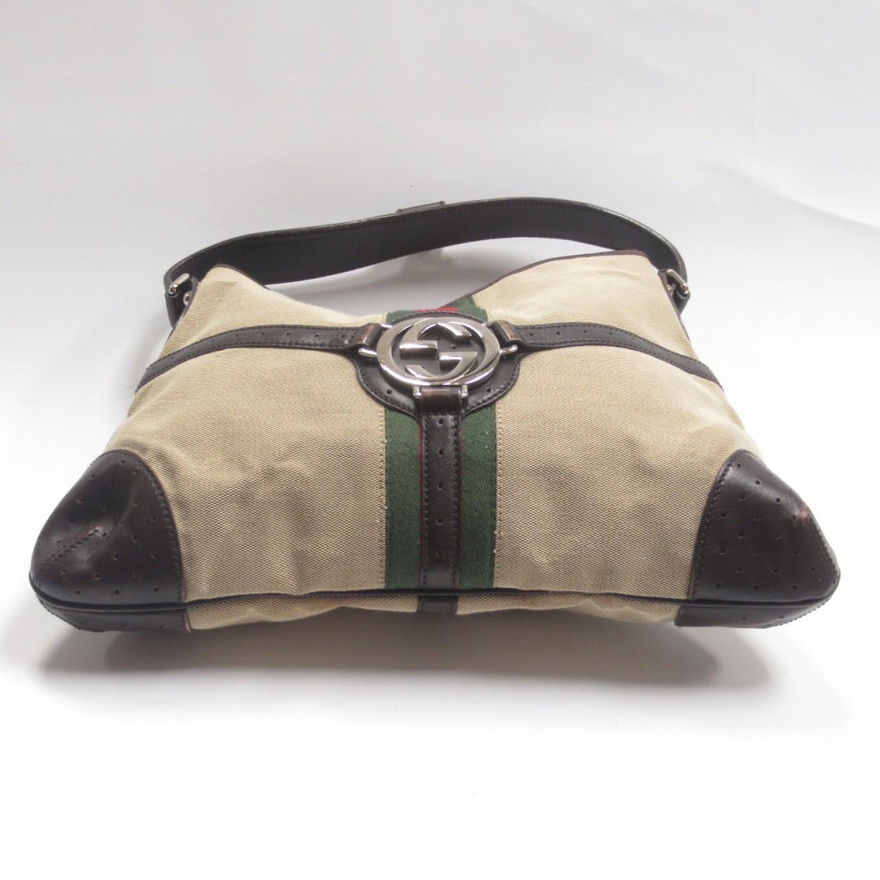 Gucci Vintage Reins Canvas Hobo Shoulder Bag