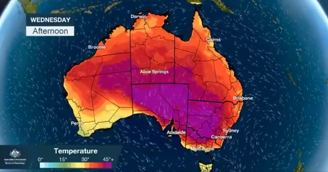 Temperature forecast for Australia, 16 January 2019. Graphic: BOM