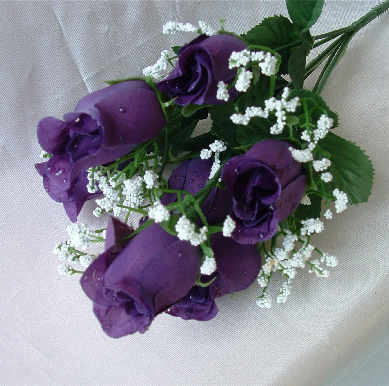 84 PURPLE Silk Roses Buds