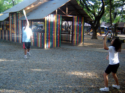 playing badminton