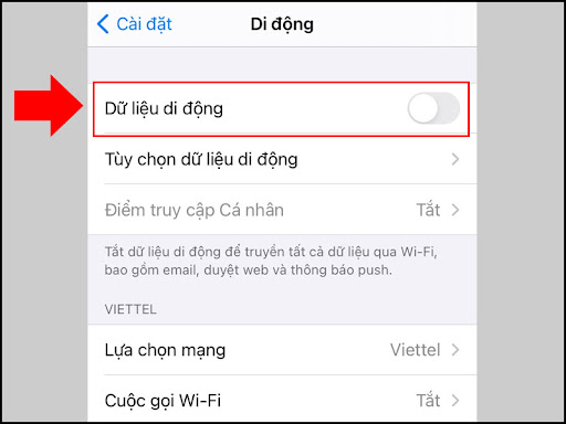 Bật Dữ liệu di động