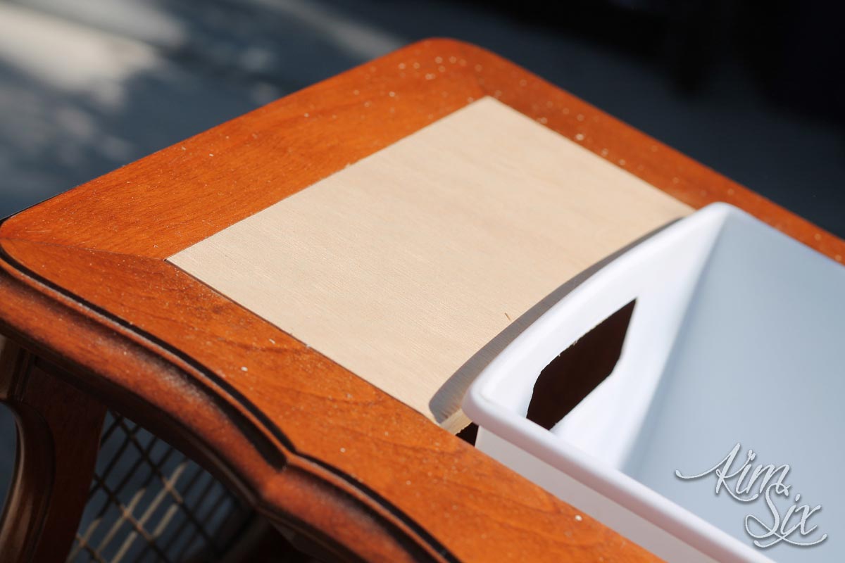 Replacing leather inset in table