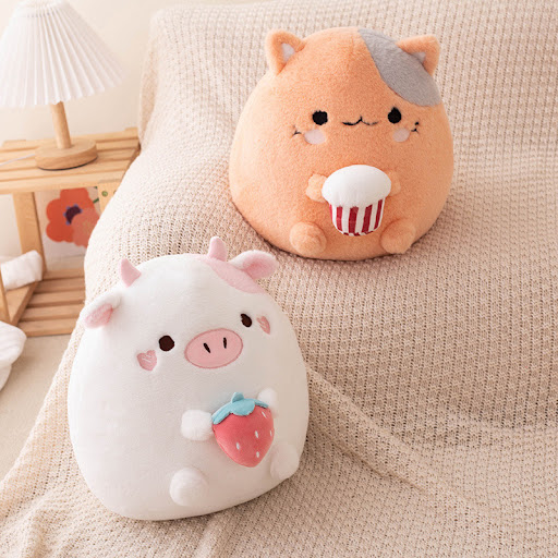 Title 7, Round Cow Cat Dumpling Pillow Soft Plush Comfor...