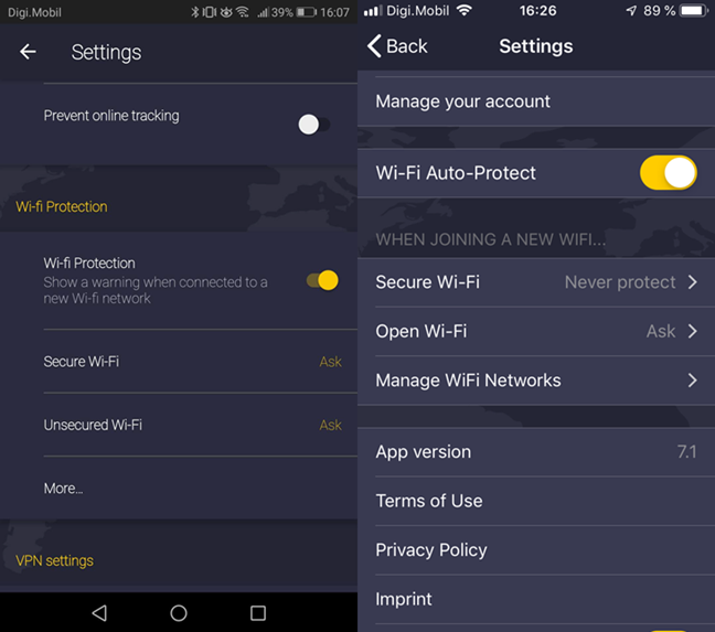 Le funzionalità di protezione Wi-Fi disponibili in CyberGhost VPN per Android e iOS