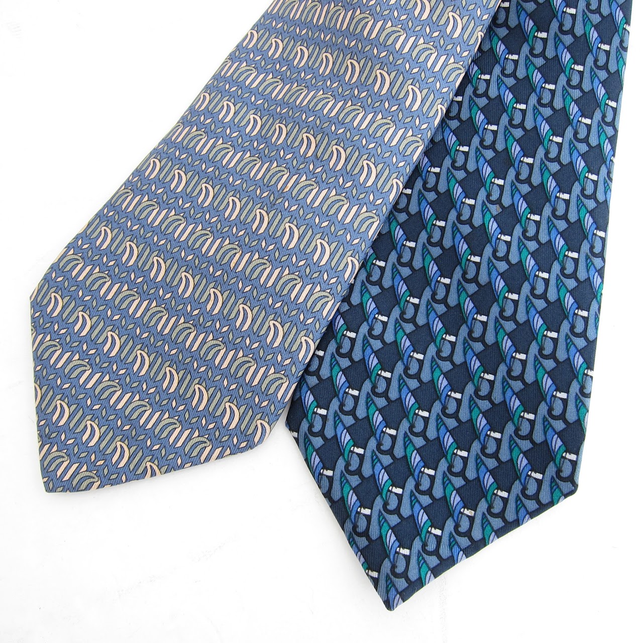 Hermès Silk Tie Blue Duo