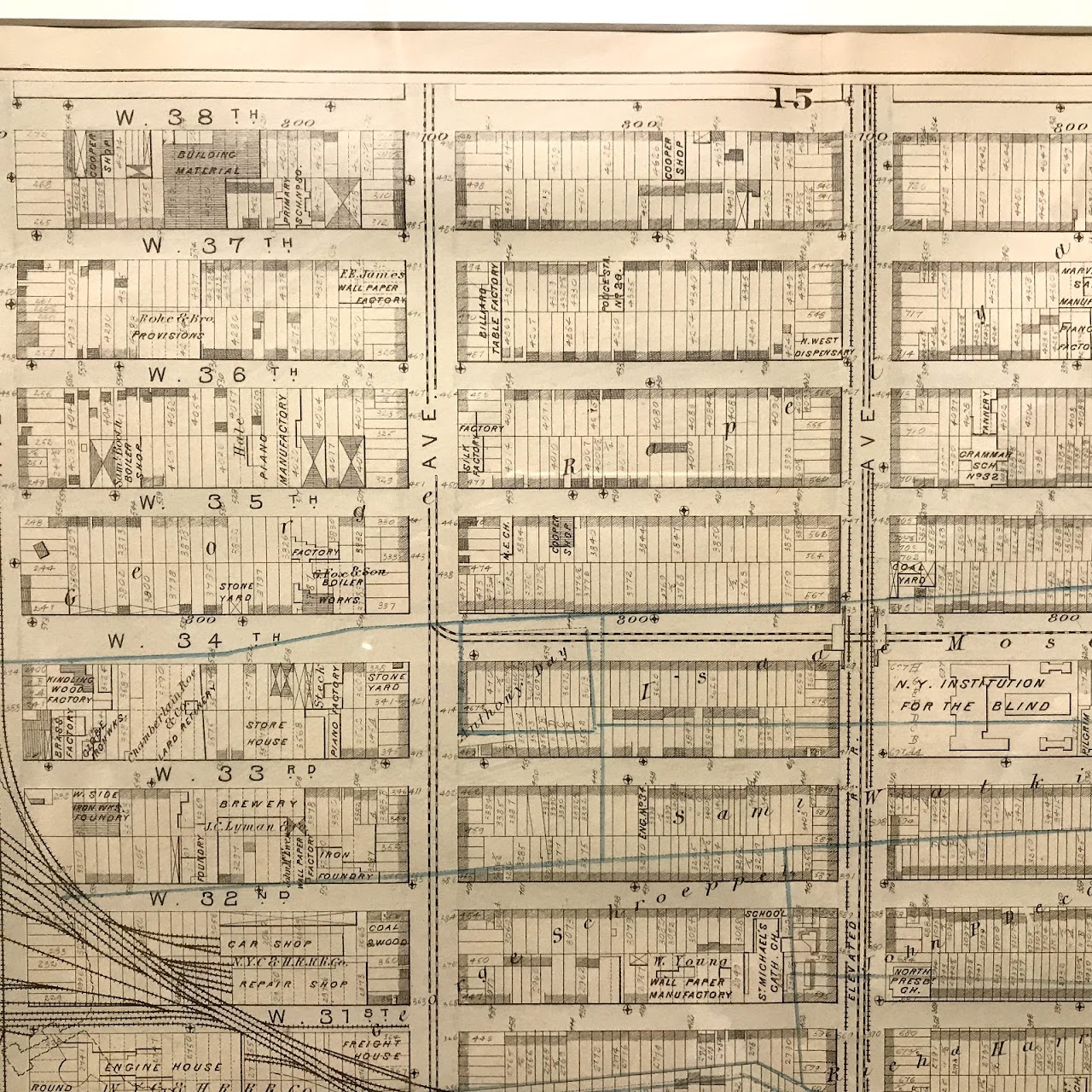 G.W. Bromley Antique New York City Part of Ward 20 Map