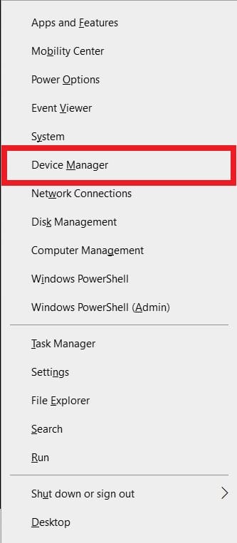 กด โลโก้ Windows + ปุ่ม X เพื่อเปิดเมนูพลังงานของ Windows และเลือก Device Manager