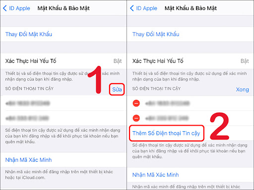 Thêm số điện thoại để xác minh khi đăng nhập bằng iPhone