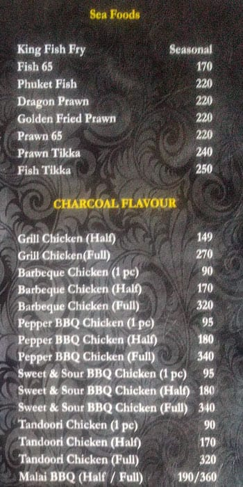 CB Cafe menu 