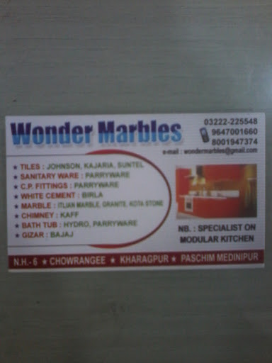 WONDER MARBLES, NH-6, CHOWRANGEE, Kharagpur, West Bengal 721305, India, Marble_Store, state WB