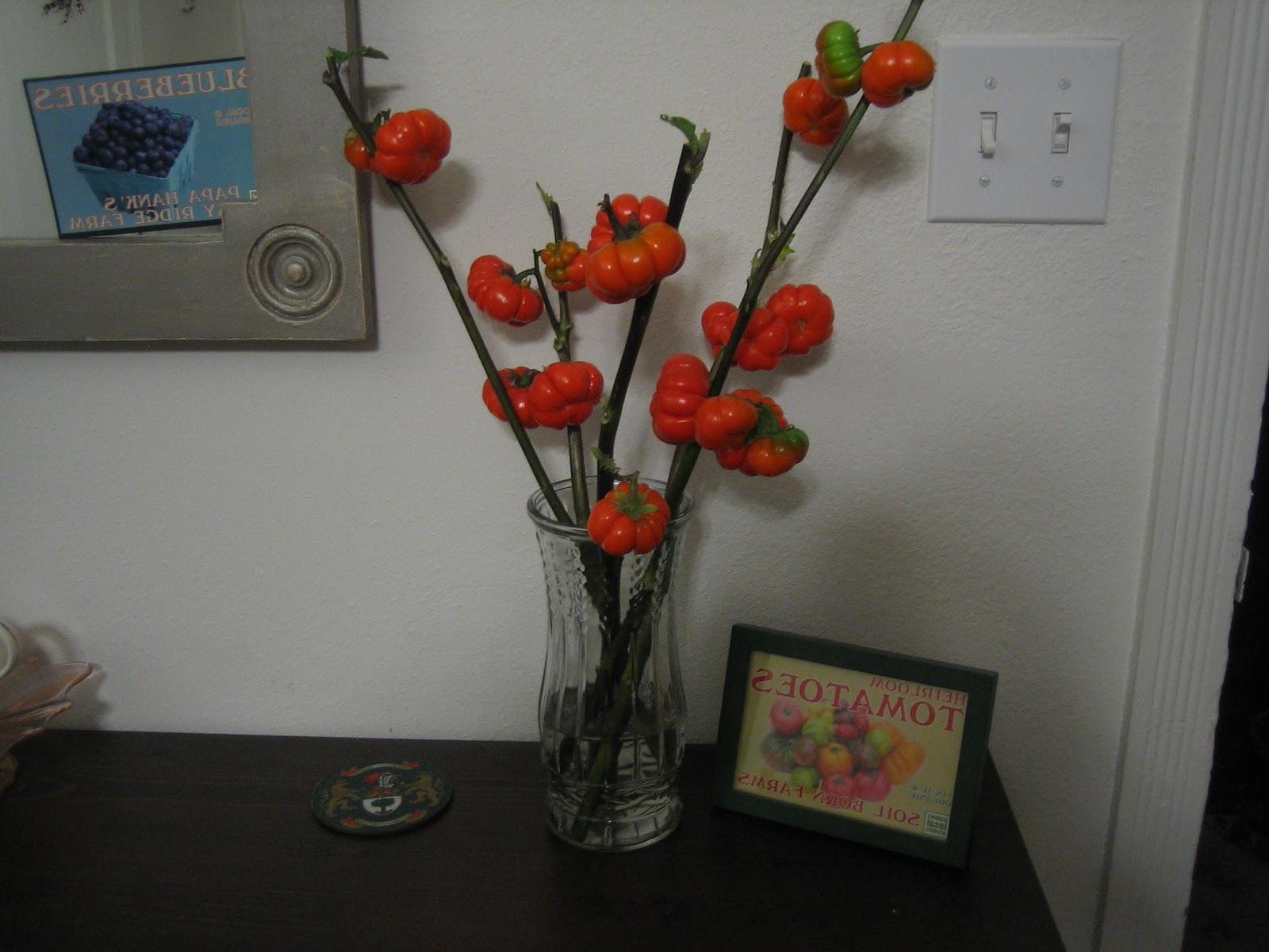 A decorative red eggplant for