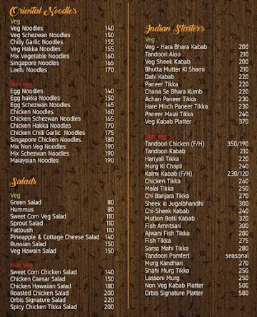 Orbis Restaurant menu 