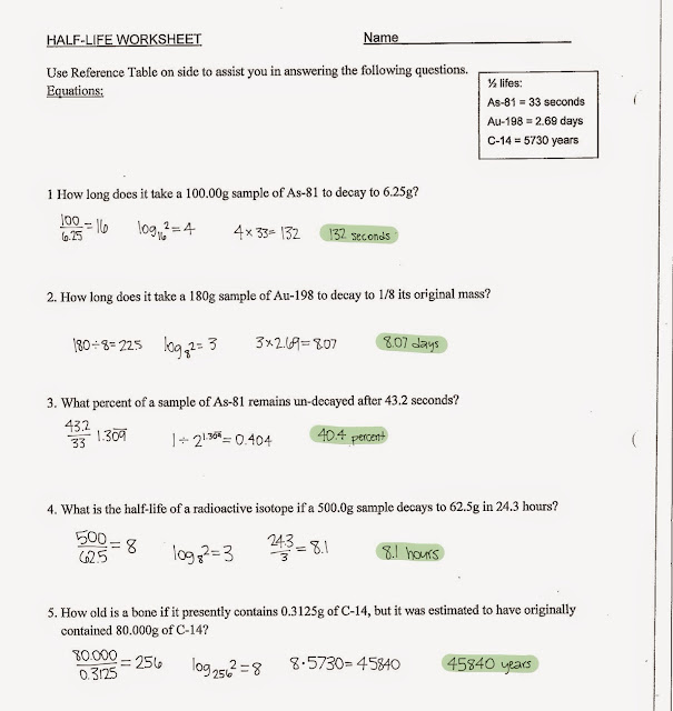 Chemistry Half Life Problems Worksheet Answers Thekidsworksheet