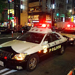 3 Tokyo Police cars after a riot at Gaspanic in Roppongi in Tokyo, Japan 