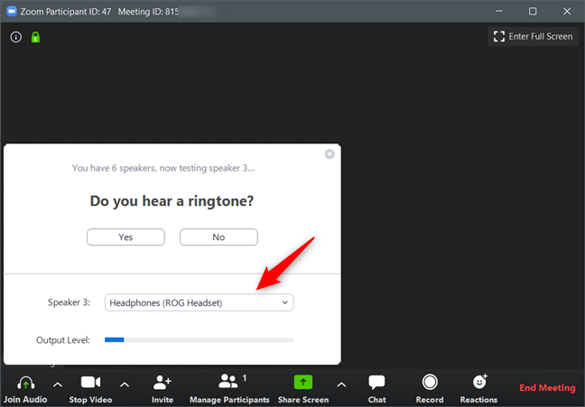 Sélection des enceintes à utiliser avec Zoom