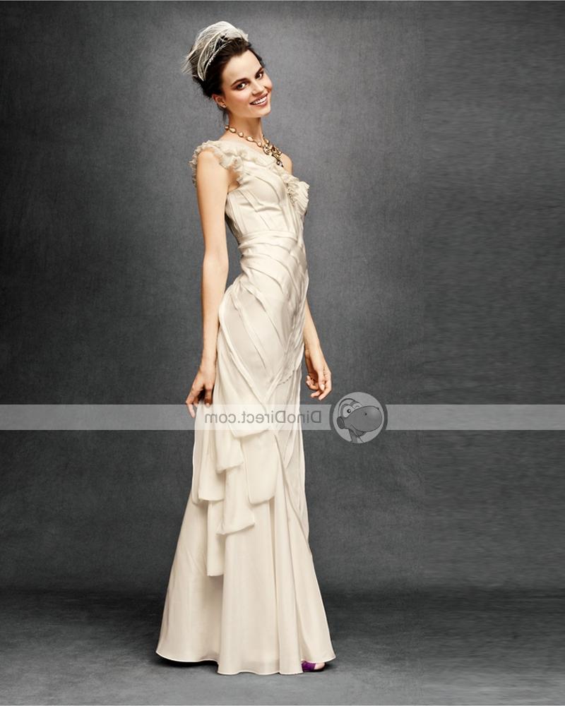 Chiffon Ruffle One Shoulder Sweep Mermaid Bridal Gown Wedding Dresses