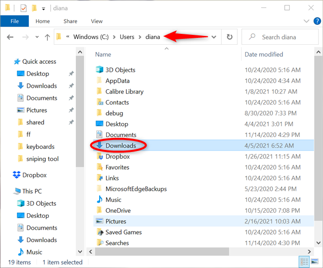 La ubicación de descarga predeterminada de Microsoft Edge