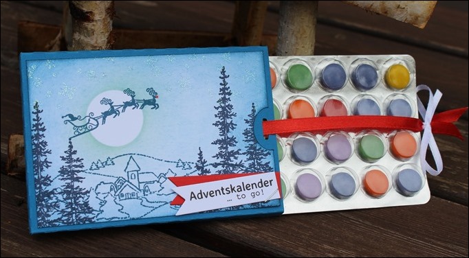 Adventskalender to go Stampin Up Santa Sleigh Rudolph Winter Scene Dorf Weihnachten 03