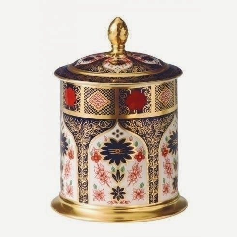  Royal Crown Derby Solid Gold Band Imari Storage Jar (35oz)