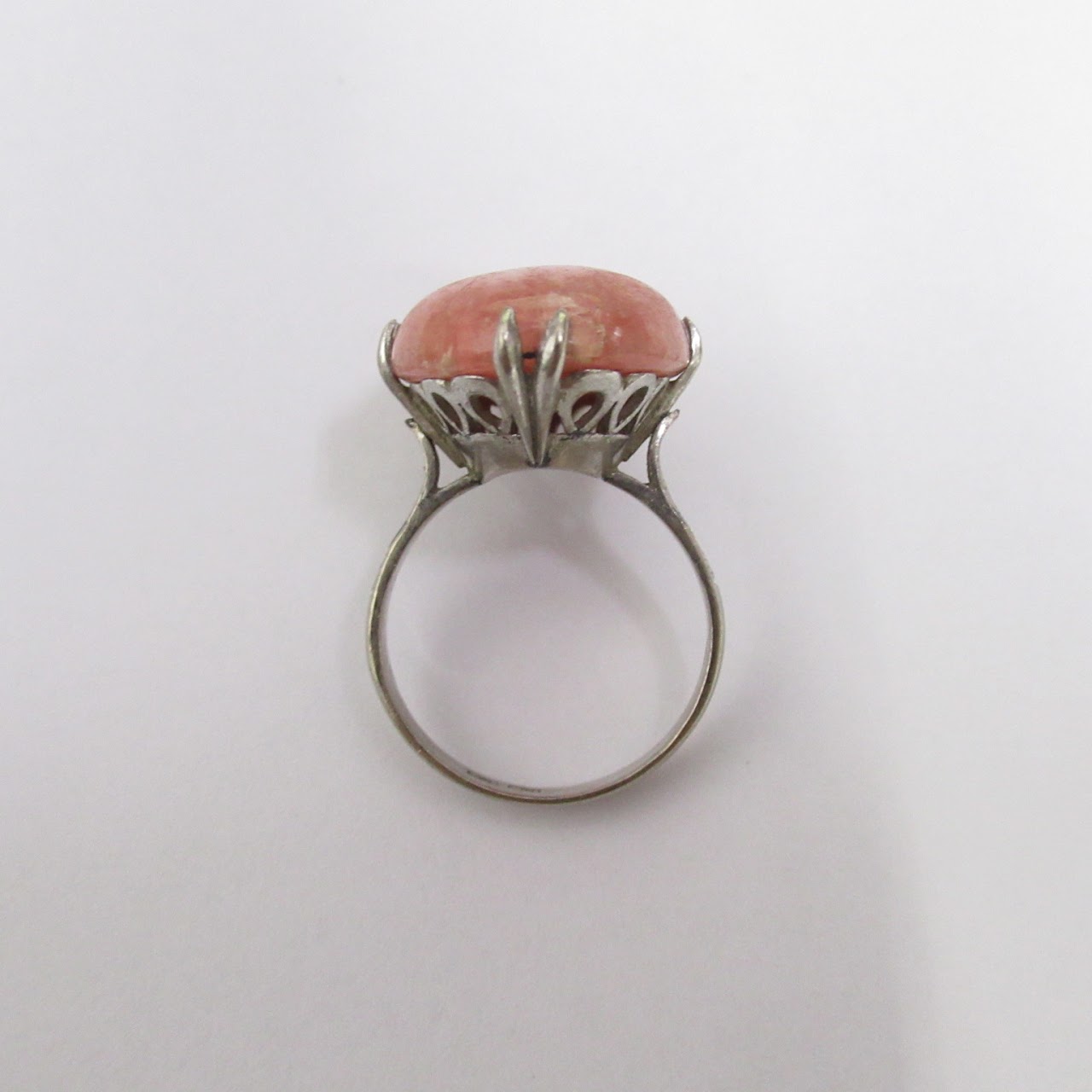 10K White Gold and Rose Quartz Ring