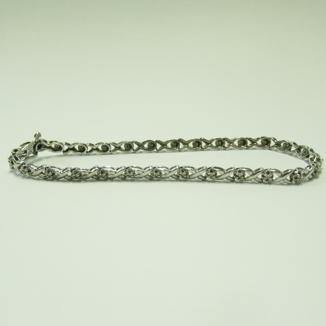 10K White Gold and Clear Stone Tennis Bracelet