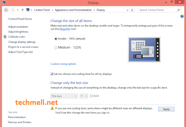 Display Menu in Windows 8.1