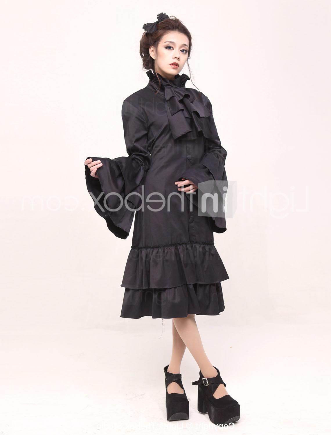 Long Sleeve Tea-length Black