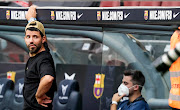 Sergio Kun Aguero of FC Barcelona during the La Liga Santander match between FC Barcelona v Real Sociedad at the Camp Nou on August 15, 2021 in Barcelona Spain.