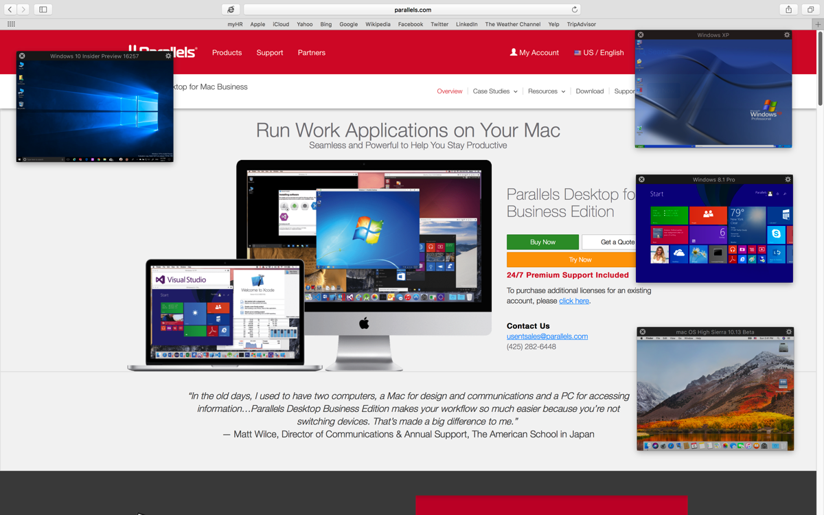 Parallels Desktop 13 Picture in Picture Views remain on top when a Mac App is in Full Screen