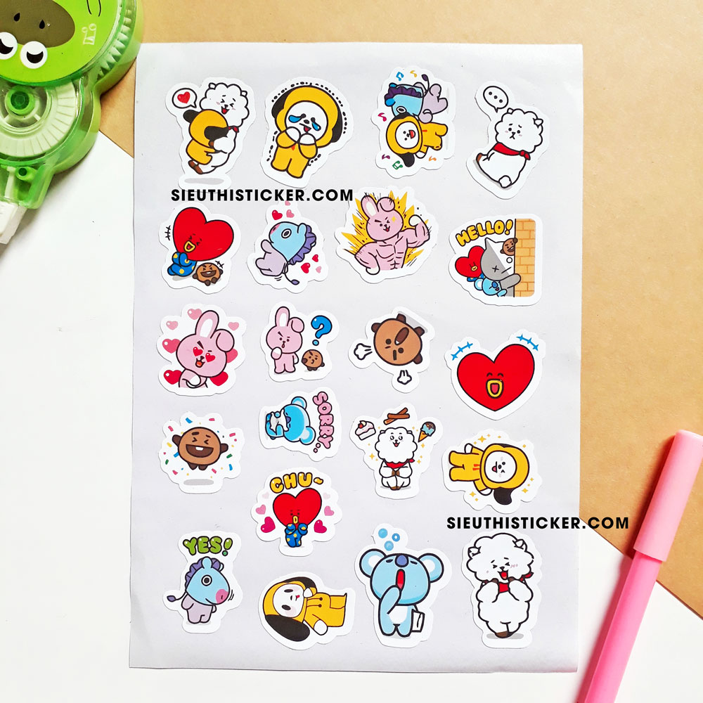 sticker giấy cute dễ thương trang trí tập vở