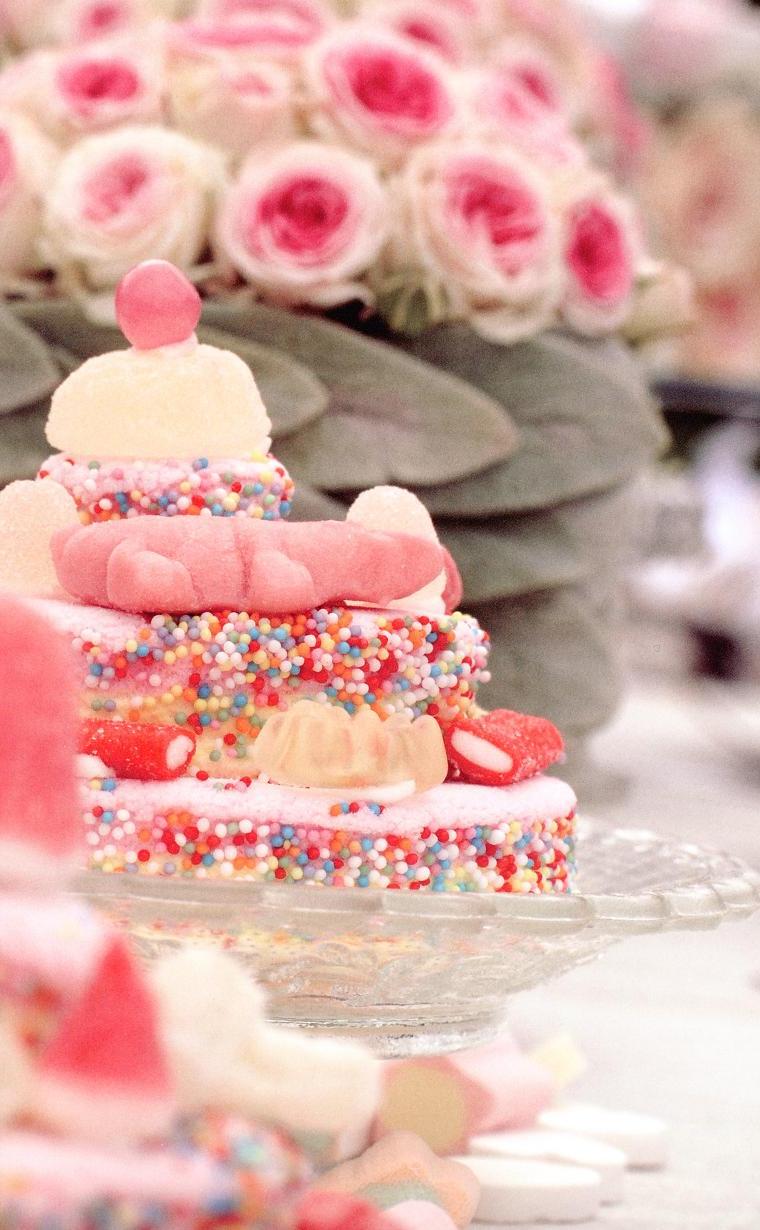 This adorable pink cake buffet