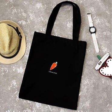 Túi vải tote nam nữ CANVAS in hình màu ĐEN