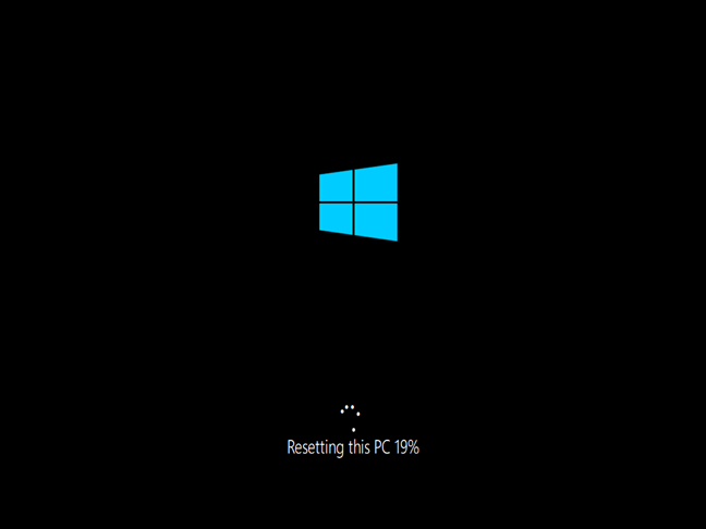 Progressi nel ripristino di questo PC Windows 10