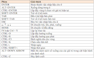 Một vài mẹo sử dụng trong excel Hotkeyexcel