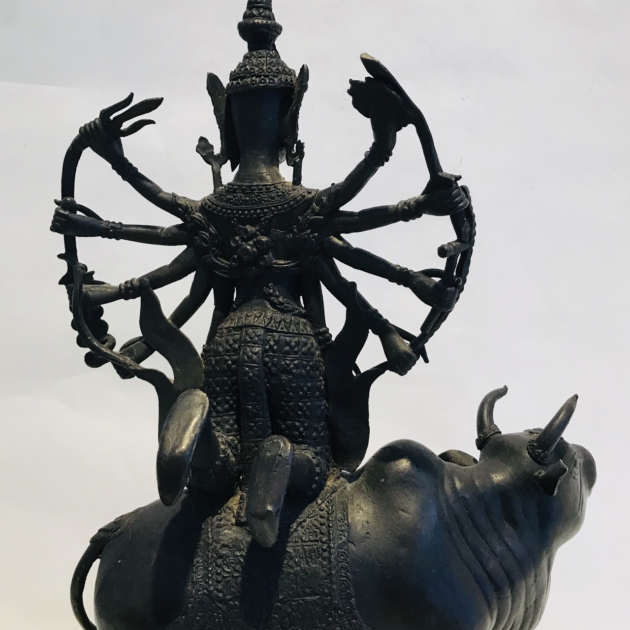 Shiva and Bull Cast Brass Statue