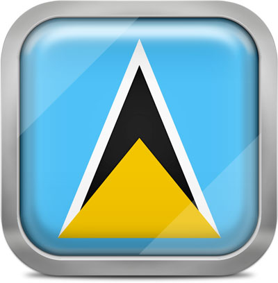 Saint Lucia square flag with metallic frame
